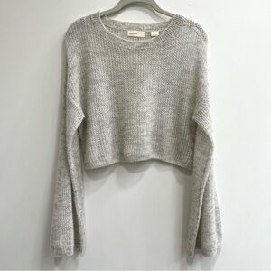Anthropologie Sleeping on Snow cropped bell sleeve sweater alpaca wool gray M